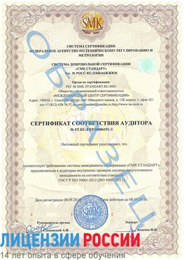 Образец сертификата соответствия аудитора №ST.RU.EXP.00006191-3 Пулково Сертификат ISO 50001